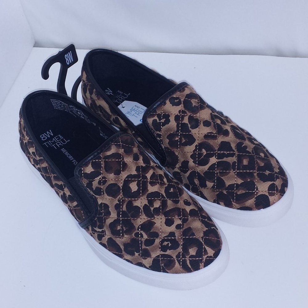 Time and Tru Leopard Print Slip-On Sneakers - Brown and Black